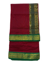9 Yards Grass Maroon Border with green border - MIRASILKS 9 Yards Grass Maroon Border with green border